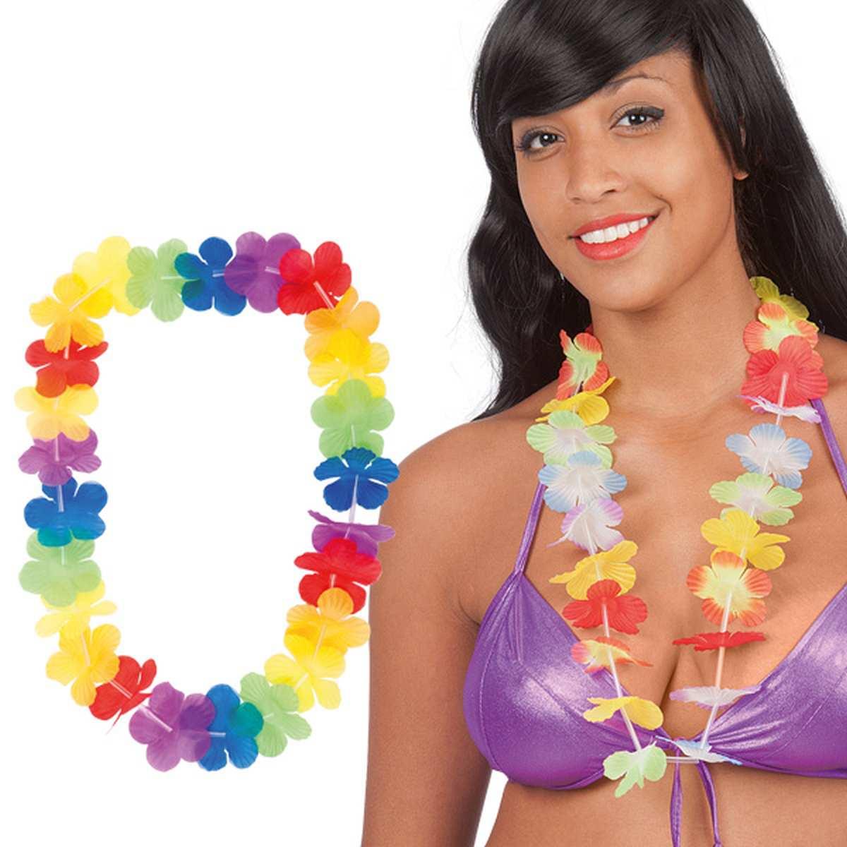 Collana Hawaii Fiori Multicolor in Tessuto |Carnival Toys