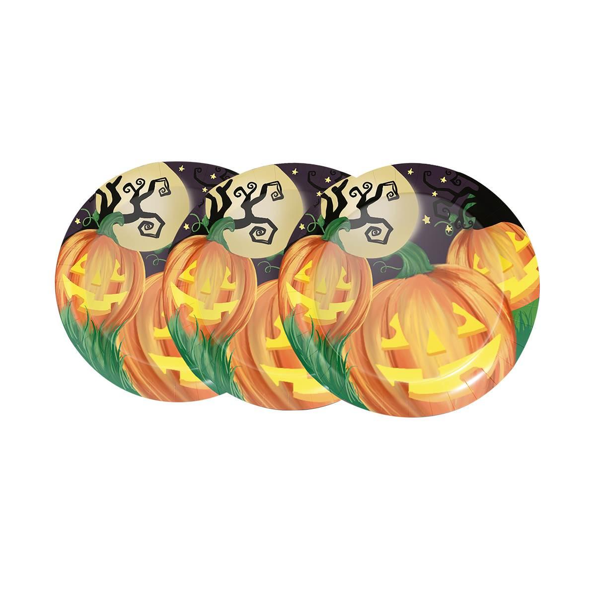 Piatti Halloween cm.Ã˜23 con Zucche Set pz.8 |Fyasa_964