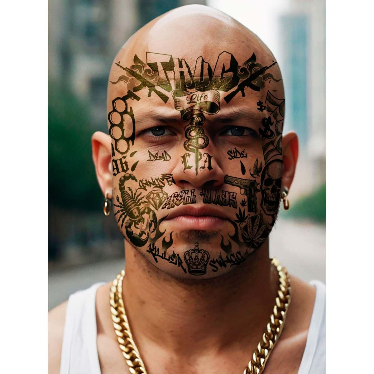 Tatuaggi Viso Rimovibili Thug Life |Guirca_453