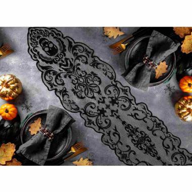 Runner Halloween Nero con Teschio cm.30x180 |Guirca_569