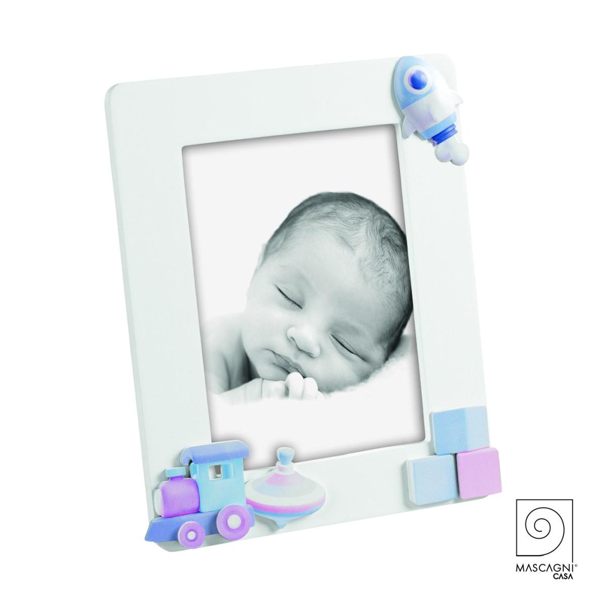 Cornice Legno cm.13x18 con Trenino Azzurro |Mascagni_697