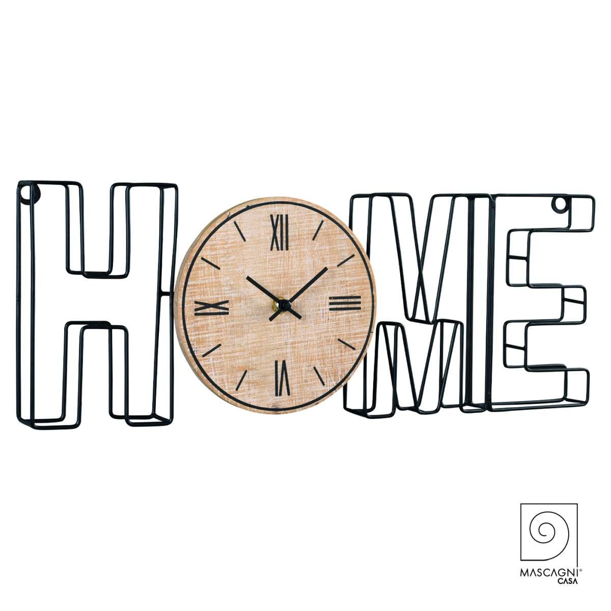 Orologio a Parete cm.51 Legno Metallo Scritta Home |Mascagni_017