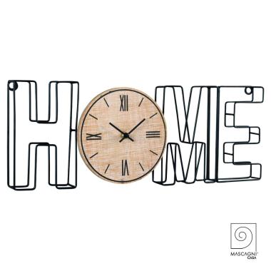 Orologio a Parete cm.51 Legno Metallo Scritta Home |Mascagni_017
