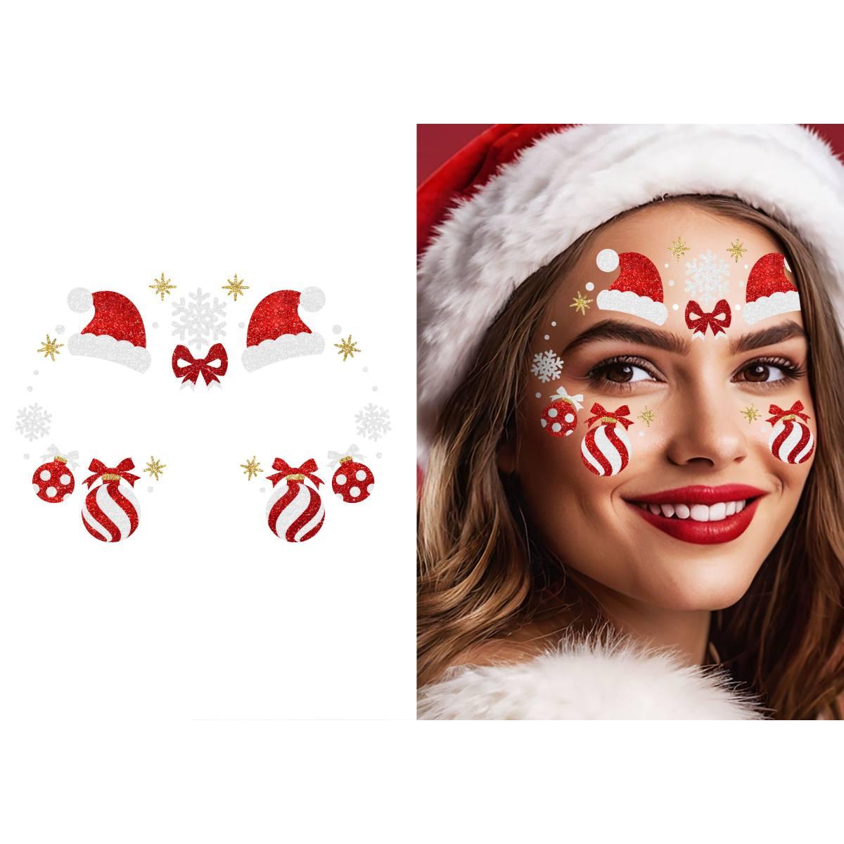 Trucco Decorazioni Adesive Viso Crystal Candy Natalizio |Guirca_110