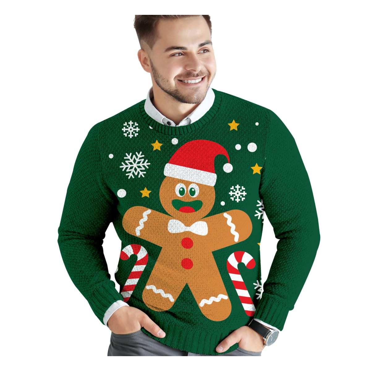 Maglione Natale Verde con Biscotto |Uomo_107