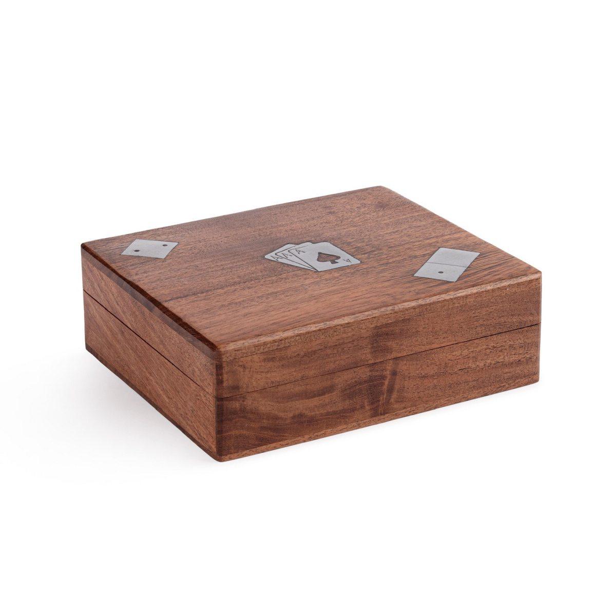 Decorazione Scatola Gioco Legno con Dadi e Carte cm.16x13 |Bizzotto_204