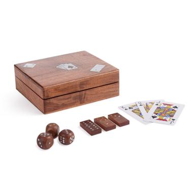 Decorazione Scatola Gioco Legno con Dadi e Carte cm.16x13 |Bizzotto_204