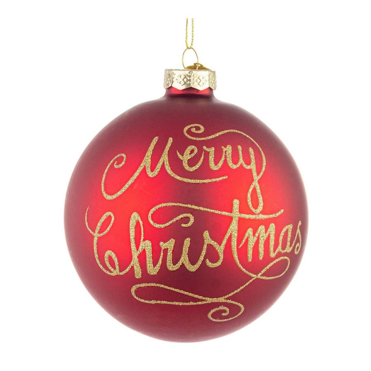 Pallina Natale Vetro cm.Ã˜10 Rossa con Scritta Merry Christmas |Bizzotto_611
