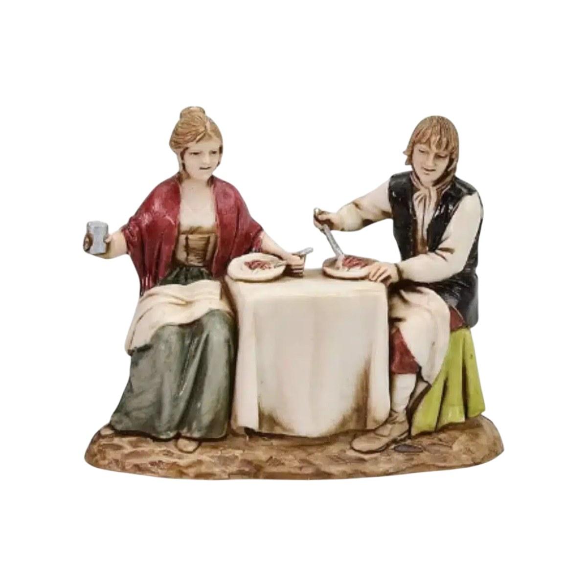 Statua cm.8 Coppia al Tavolo |Moranduzzo