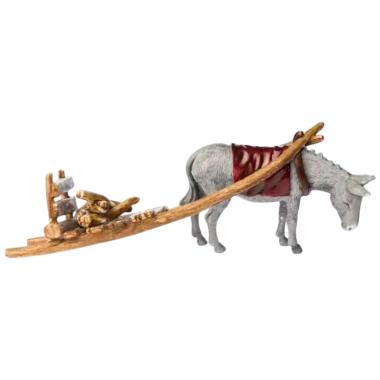 Statua cm.10 Carretto con Asino e Legna |Moranduzzo