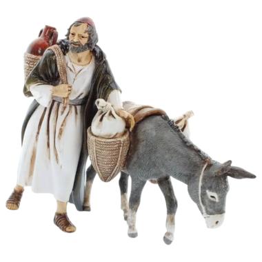 Statua cm.13 Viandante con Asino |Moranduzzo