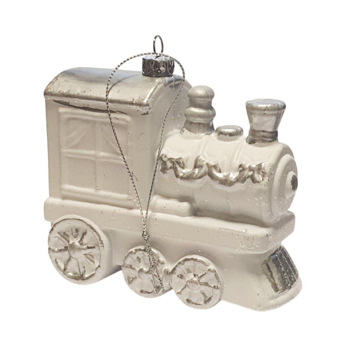 Pallina Natale cm.10 PVC Trenino Circus Rosa/Argento |Fade_361D