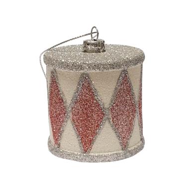 Pallina Natale cm.10 PVC Tamburo Circus Rosa/Argento |Fade_361E