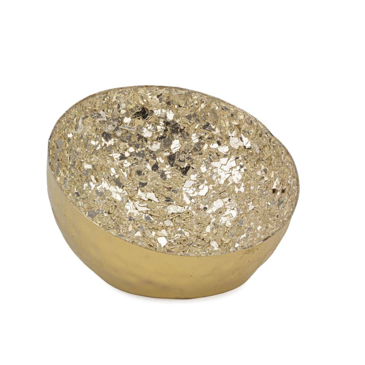 Ciotola Vetro Metallo Oro Scaglie Argento cm.Ã˜10 |Bizzotto_834