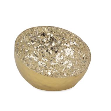 Ciotola Vetro Metallo Oro Scaglie Argento cm.Ã˜10 |Bizzotto_834