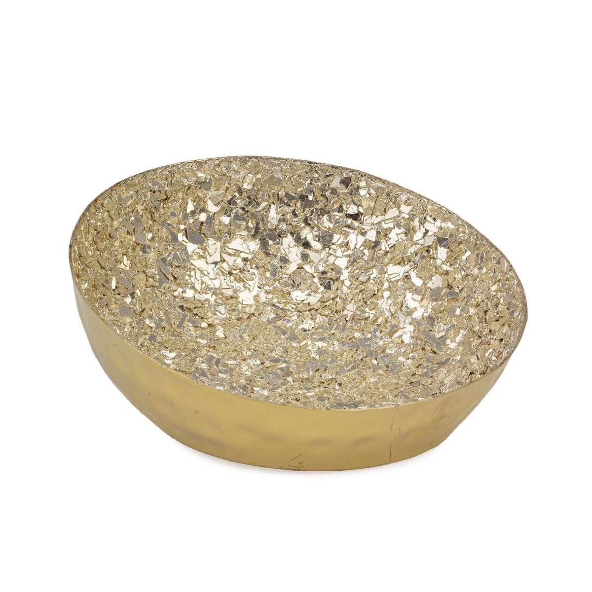 Ciotola Vetro Metallo Oro Scaglie Argento cm.Ã˜12,5|Bizzotto_841