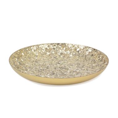 Ciotola Vetro Metallo Oro Scaglie Argento cm.Ã˜20,5 |Bizzotto_858