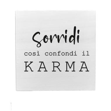 Targa Legno Dedica Karma cm.19,5 |D365