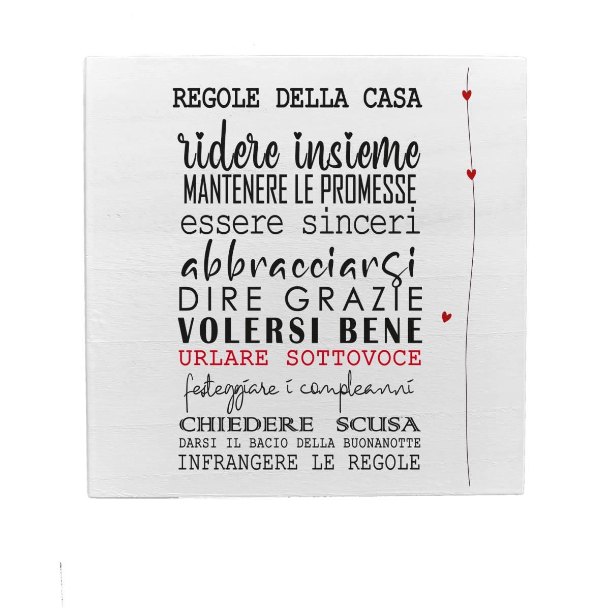 Targa Legno Dedica Regole della Casa cm.19,5 |D79