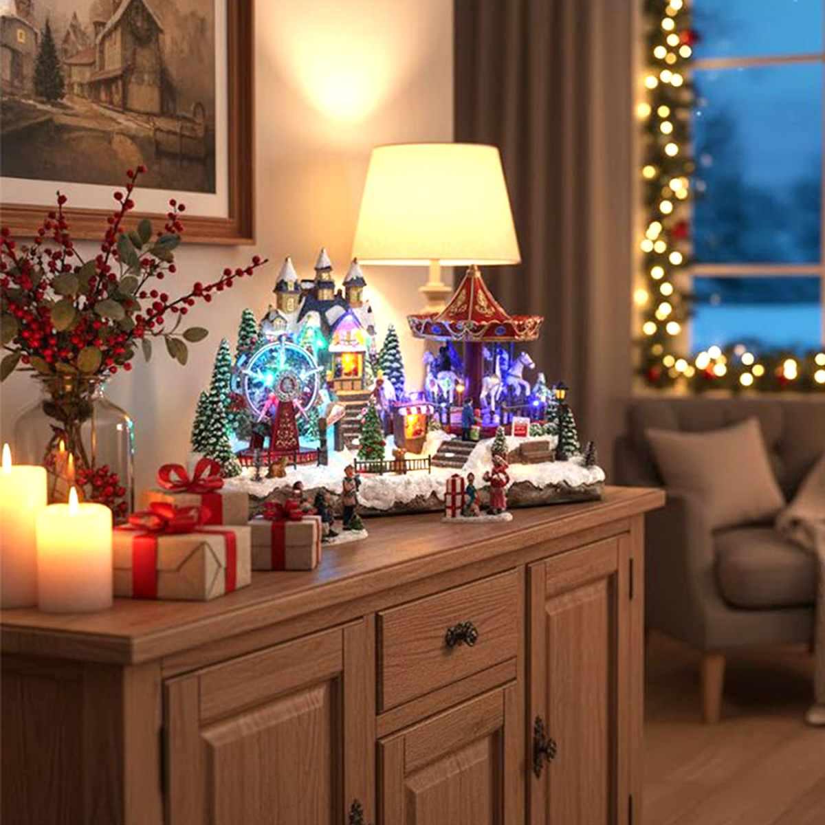 Villagio Natalizio con Luci Suoni e Movimenti cm.29x30x49 |Mazzeo