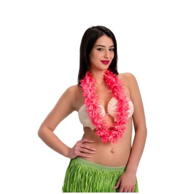 Collana Hawaii con Fiori Rosa Fluo PVC