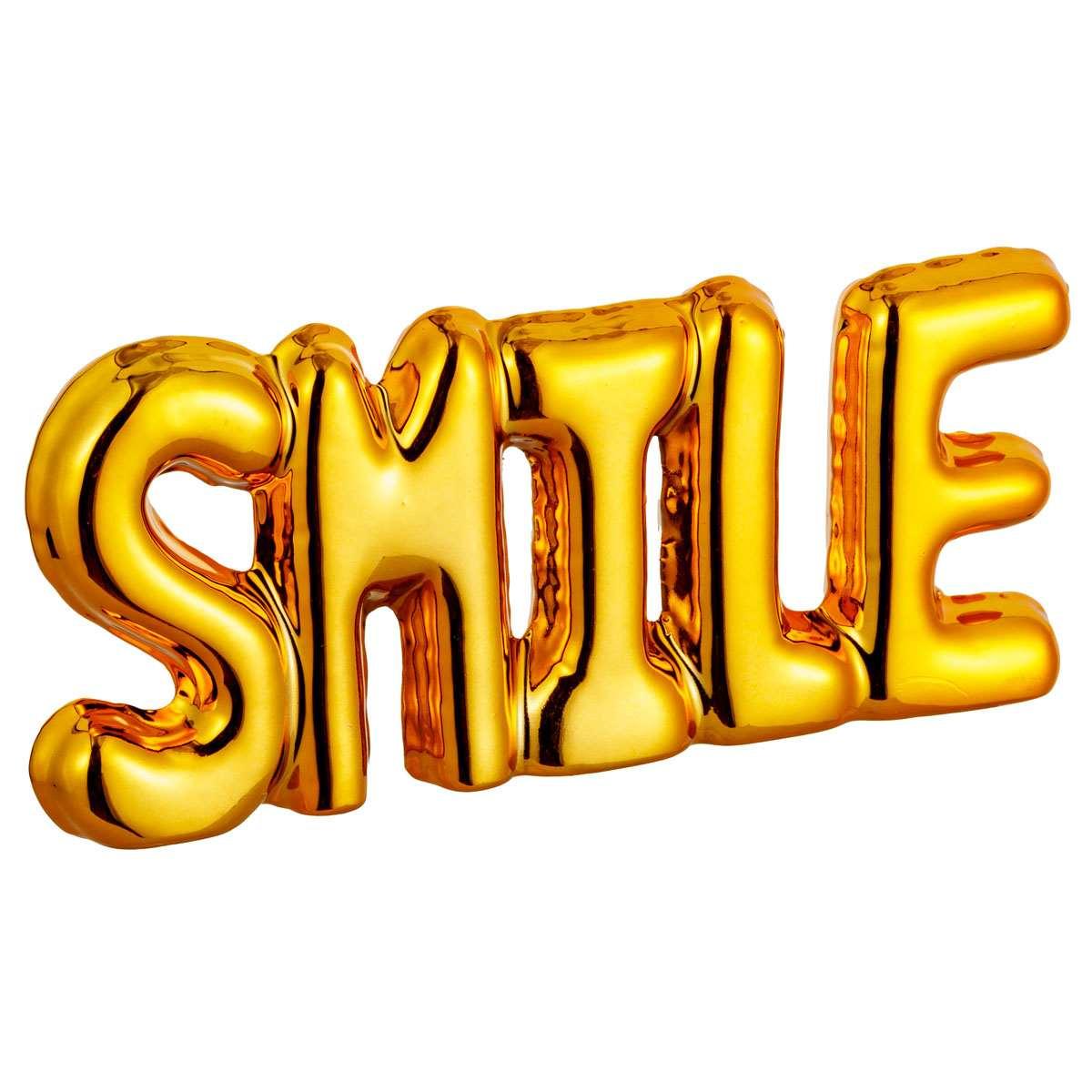 Scritta Smile Ceramica Oro cm.22x22x50 |Montemaggi_609