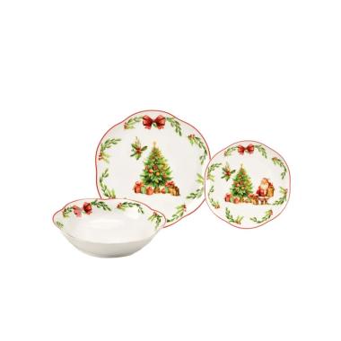 Piatti Servizio Tavola Set pz.18 Natalizio Porcellana Fade Fiocco|_969