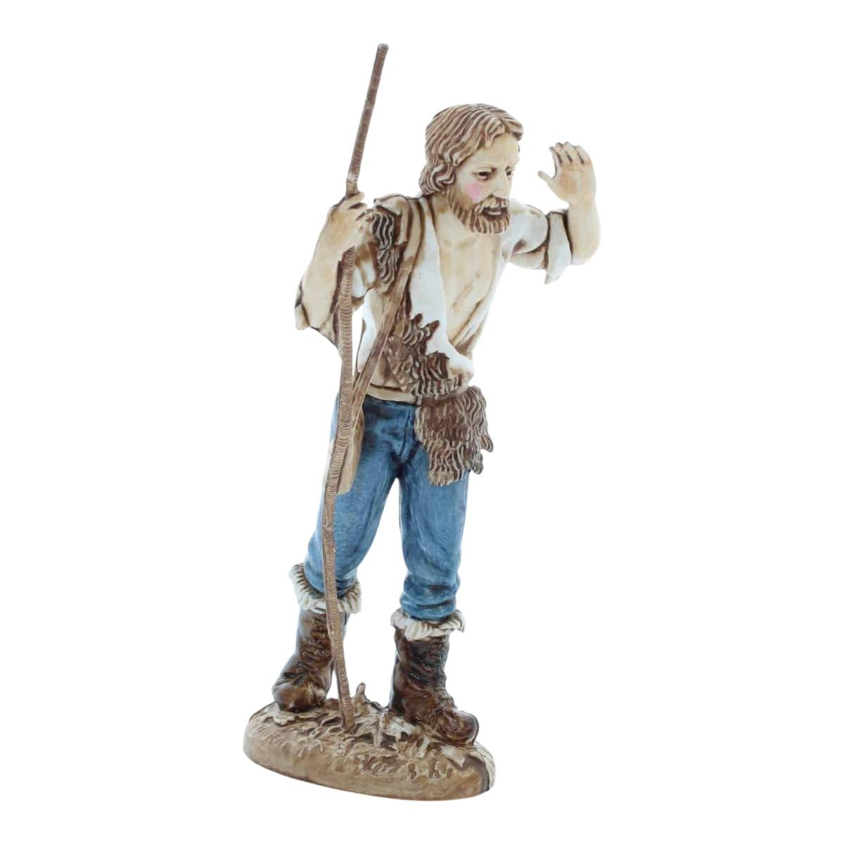 Statua cm.12 Pastore con Bastome e Borsa Tracolla |Moranduzzo