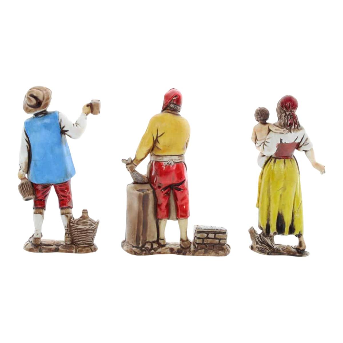 Statua cm.8 Donna Oste e Pescivendolo Set pz.3 |Moranduzzo