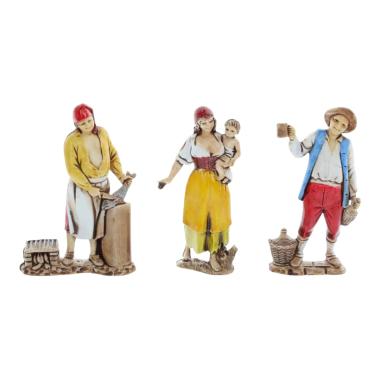 Statua cm.8 Donna Oste e Pescivendolo Set pz.3 |Moranduzzo