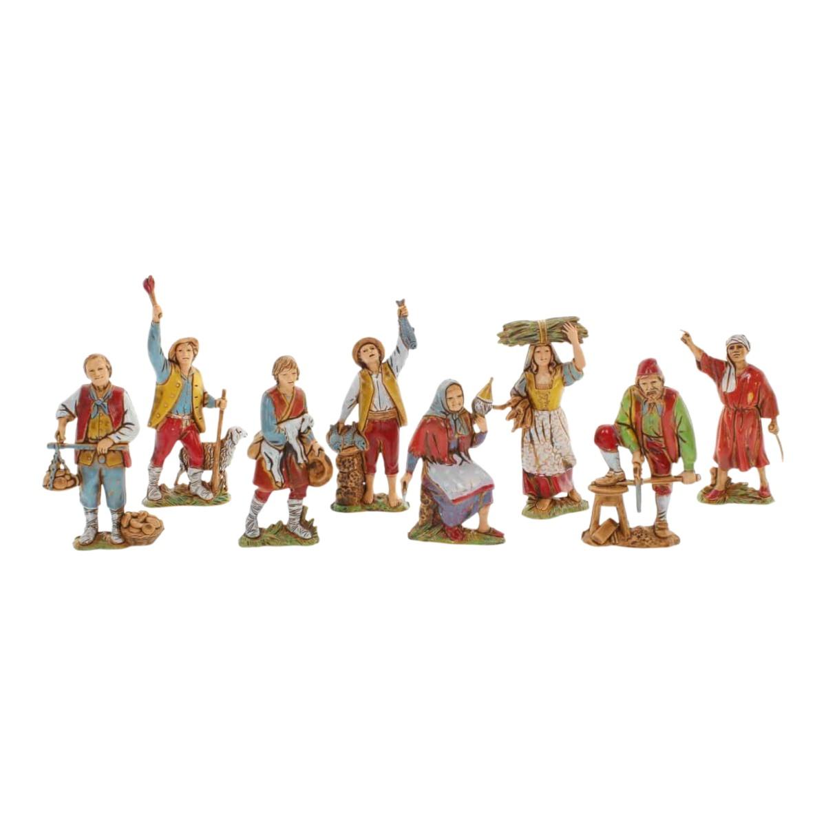 Statua cm.8 Pastori Mestieri Assortiti Set pz.8 |Moranduzzo