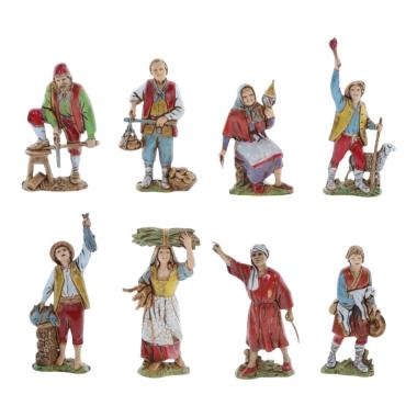 Statua cm.8 Pastori Mestieri Assortiti Set pz.8 |Moranduzzo