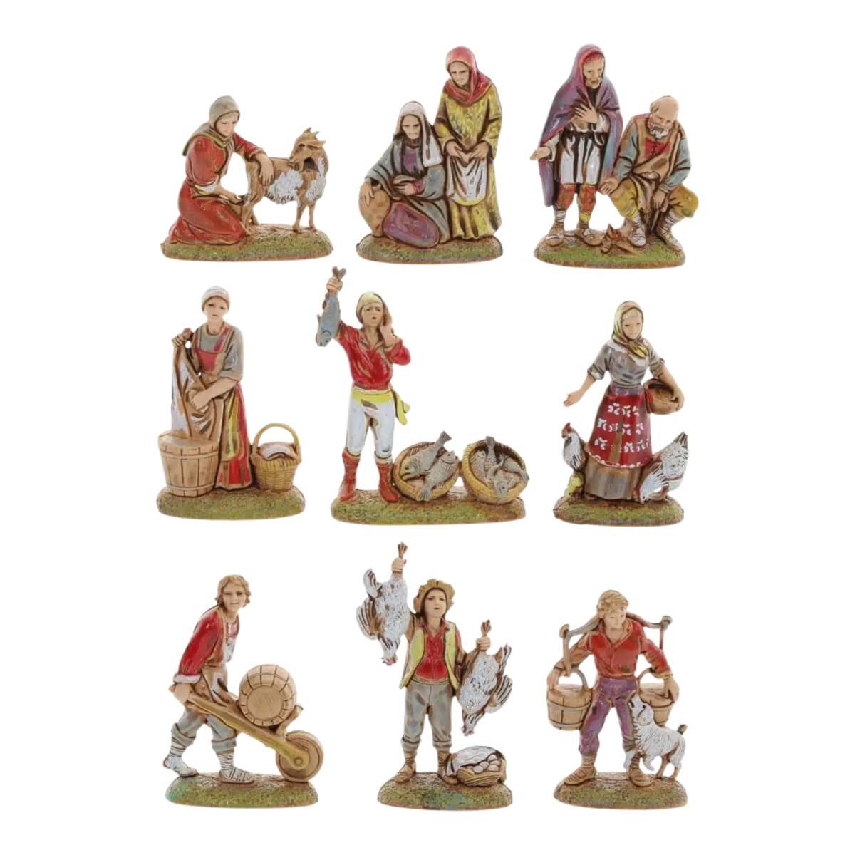 Statua cm.6 Pastori Sogetti Assortiti Set pz.9 |Moranduzzo
