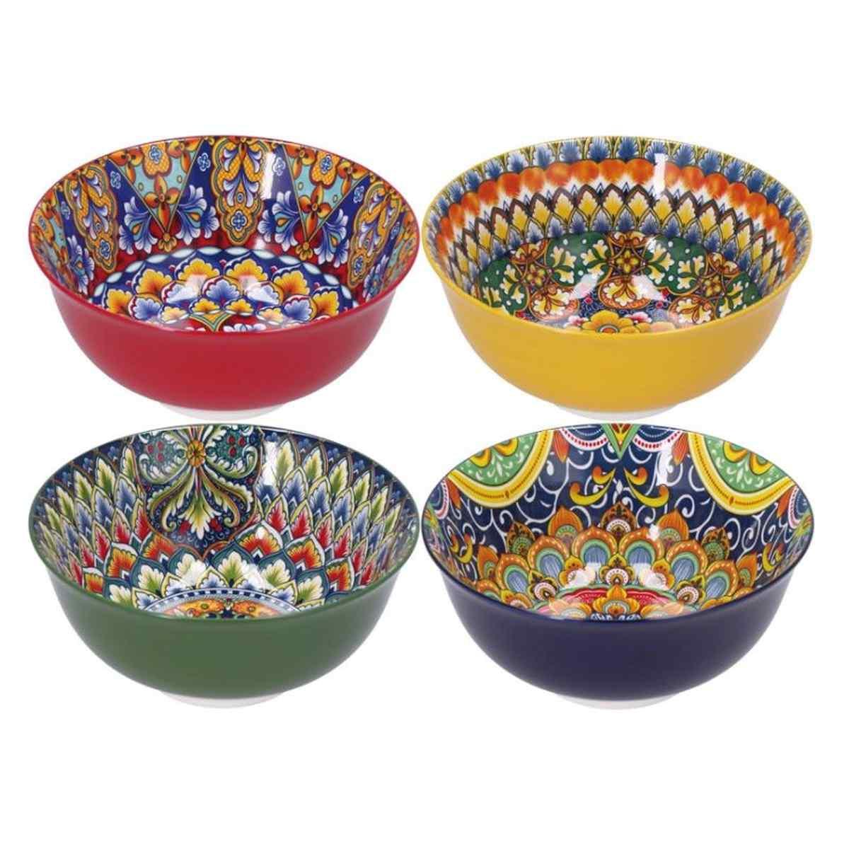 Insalatiera cm.Ã˜17,5 Ceramica Gialla con Decori |_159B