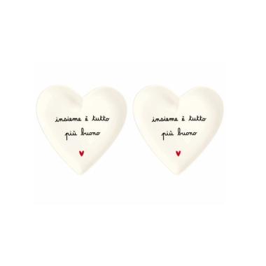 Piatto Tavola Ceramica Cuore cm.18 Simply Day Insieme Set pz.2 |_186