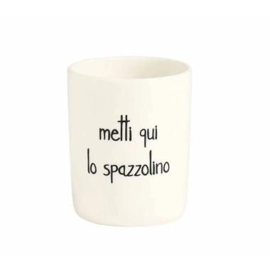Portaspazzolino Ceramica Metti Qui Lo Spazzolino Simple |_018