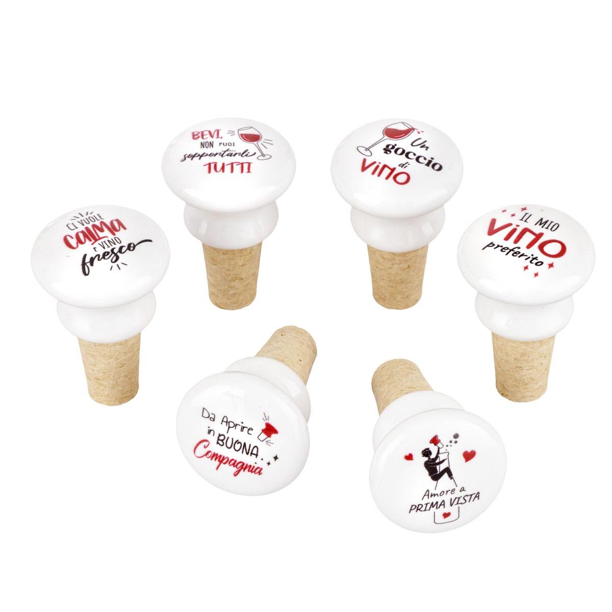 Tappo Ceramica Sughero con Scritta Un Goccio di Vino |_184A