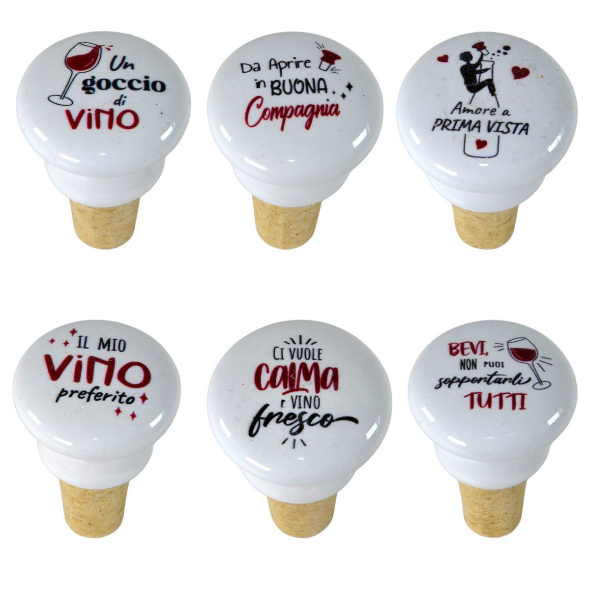 Tappo Ceramica Sughero con Scritta 6 Modelli
