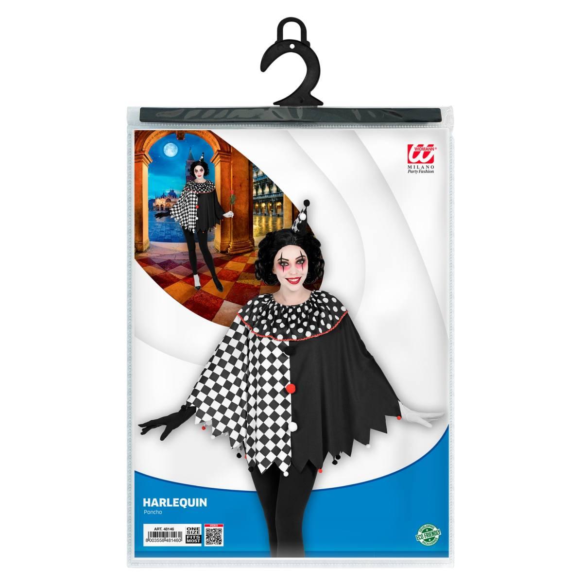 Poncho Arlecchino Bianco e Nero |Unisex_D1_02120