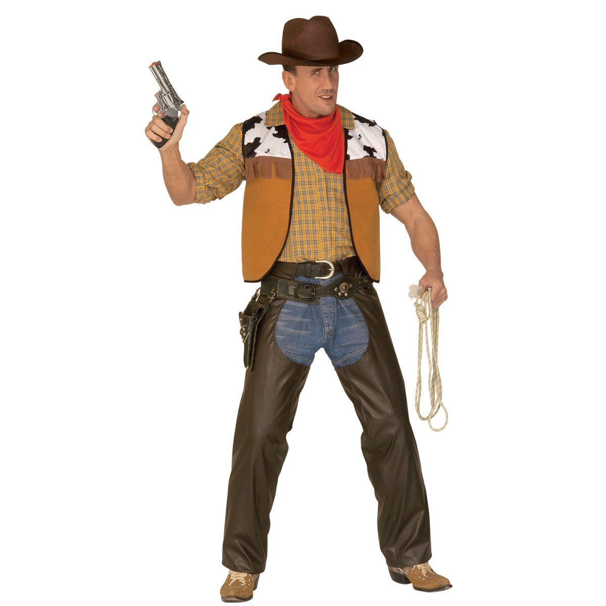 Pantaloni Chaps Cowboy Similpelle Marroni |Uomo_D1_02131