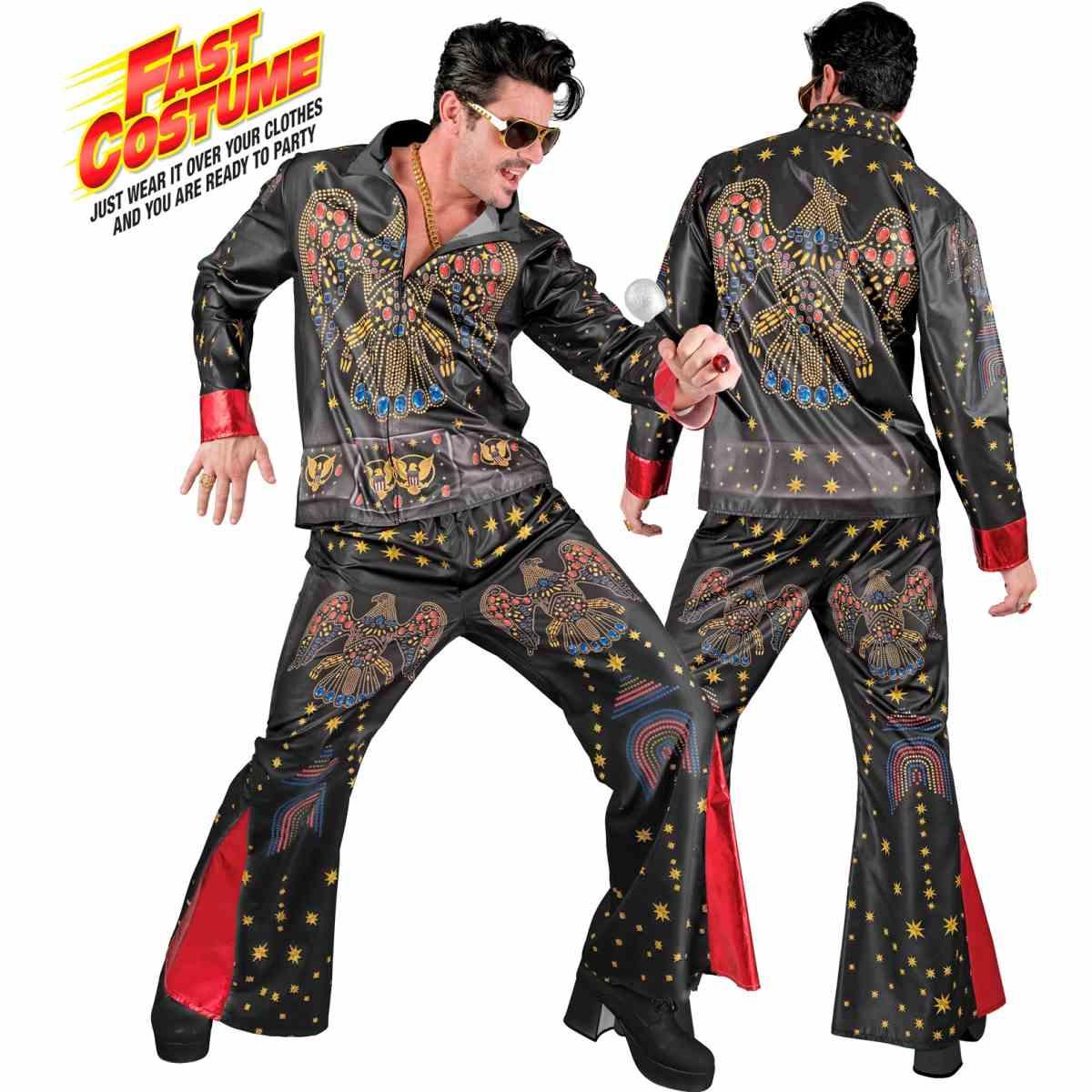 Costume Elvis Rock Star Nero Fast |Uomo_D1_02218
