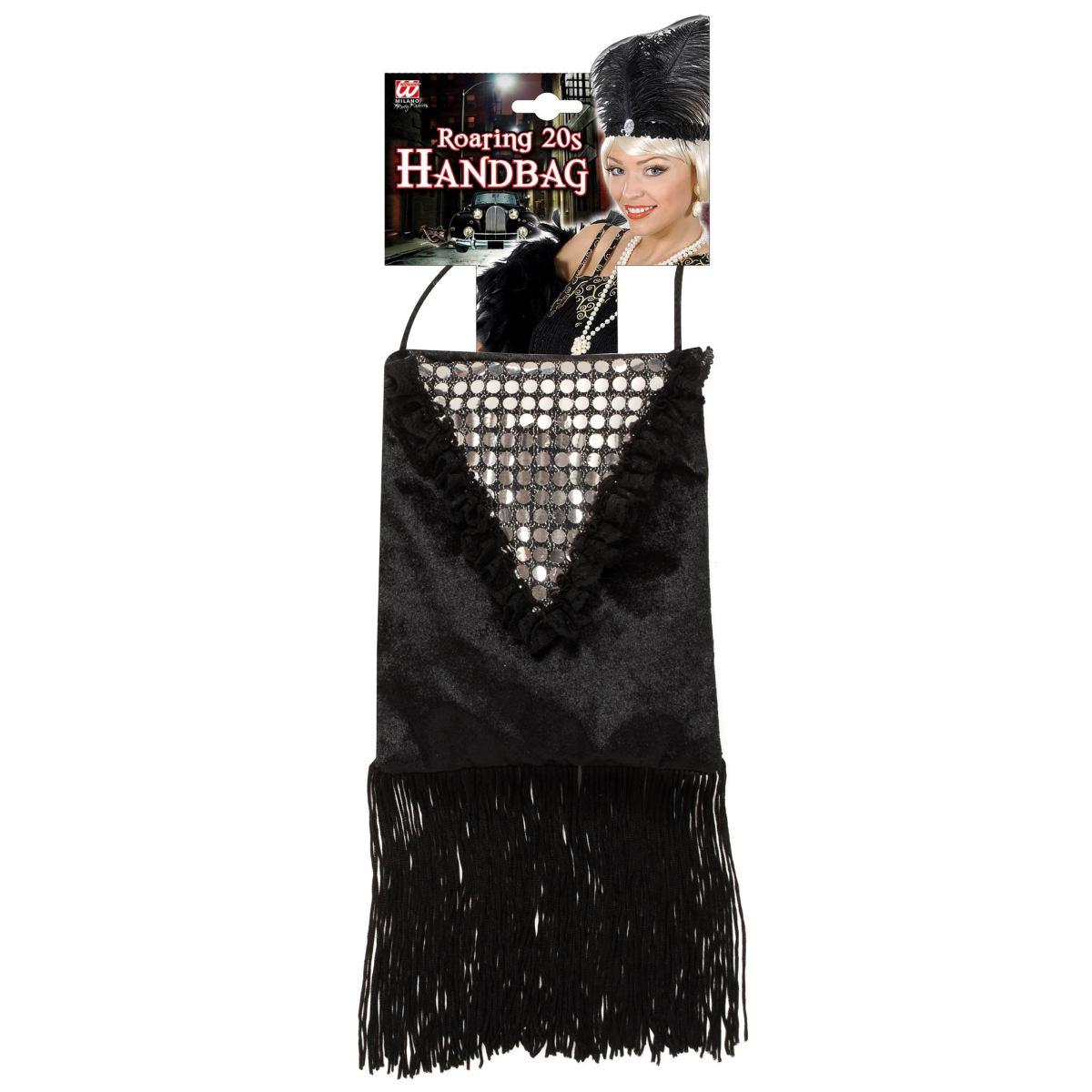 Borsa Nera RetrÃ² con Frange e Paillettes Tracolla |_809