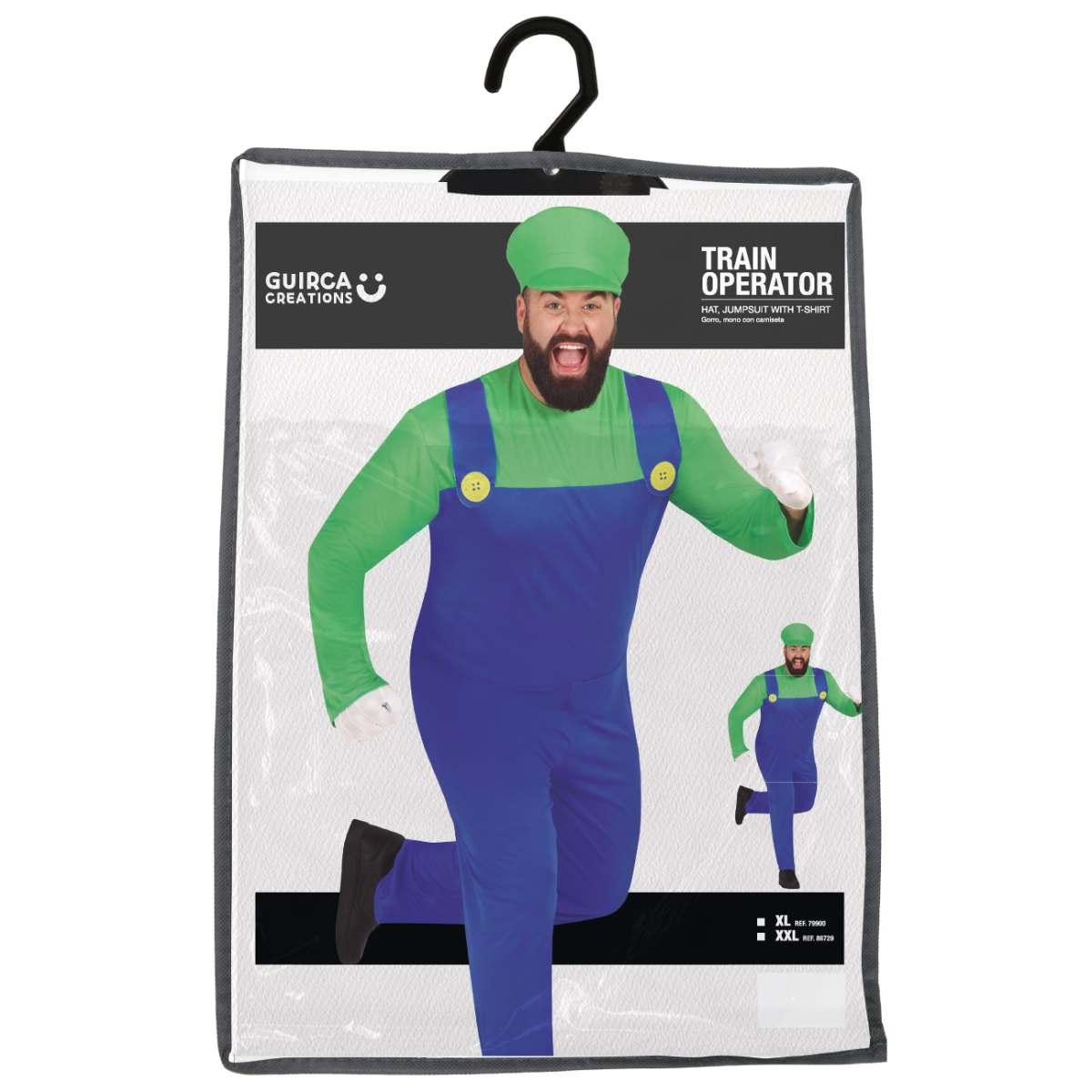 Costume Tuta Idraulico Blu Verde Luigi Salopette |Uomo_C4_01867