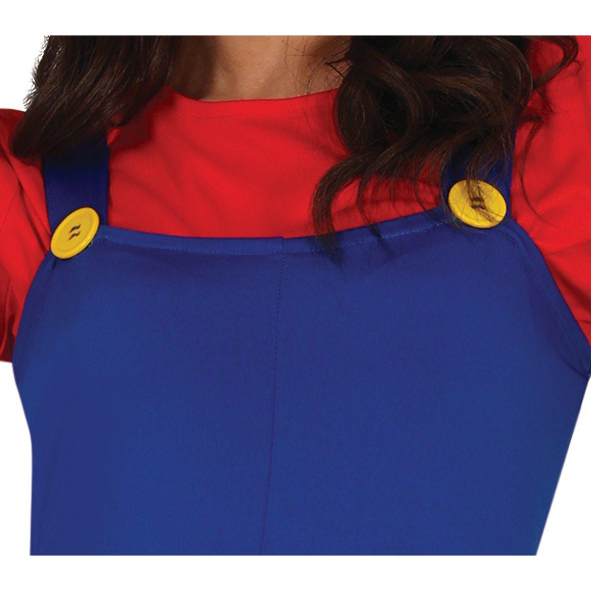 Costume Tuta Idraulico Blu Mario Salopette |Donna L1_10124