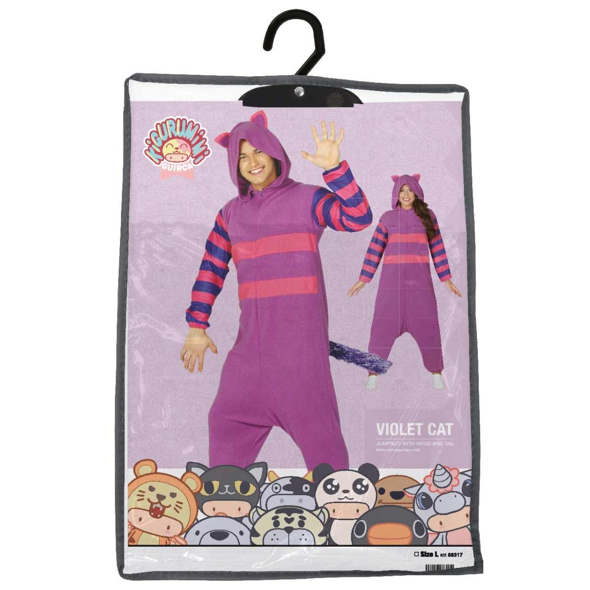 Costume Gatto Stragatto Viola Righe |Uomo L1_10129