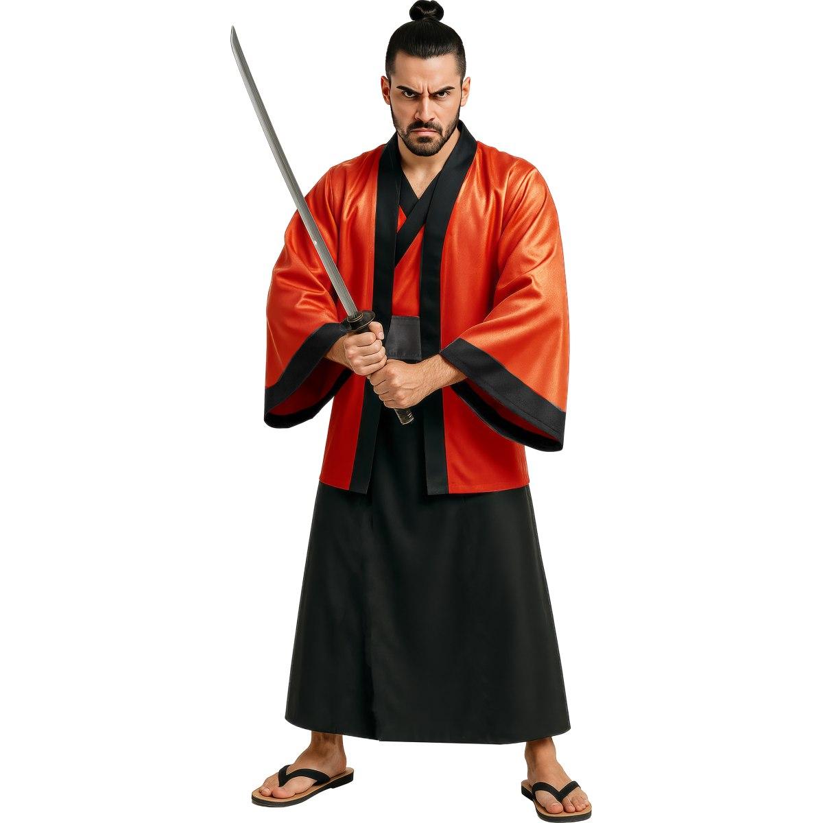 Costume Kimono Rosso Nero |Uomo