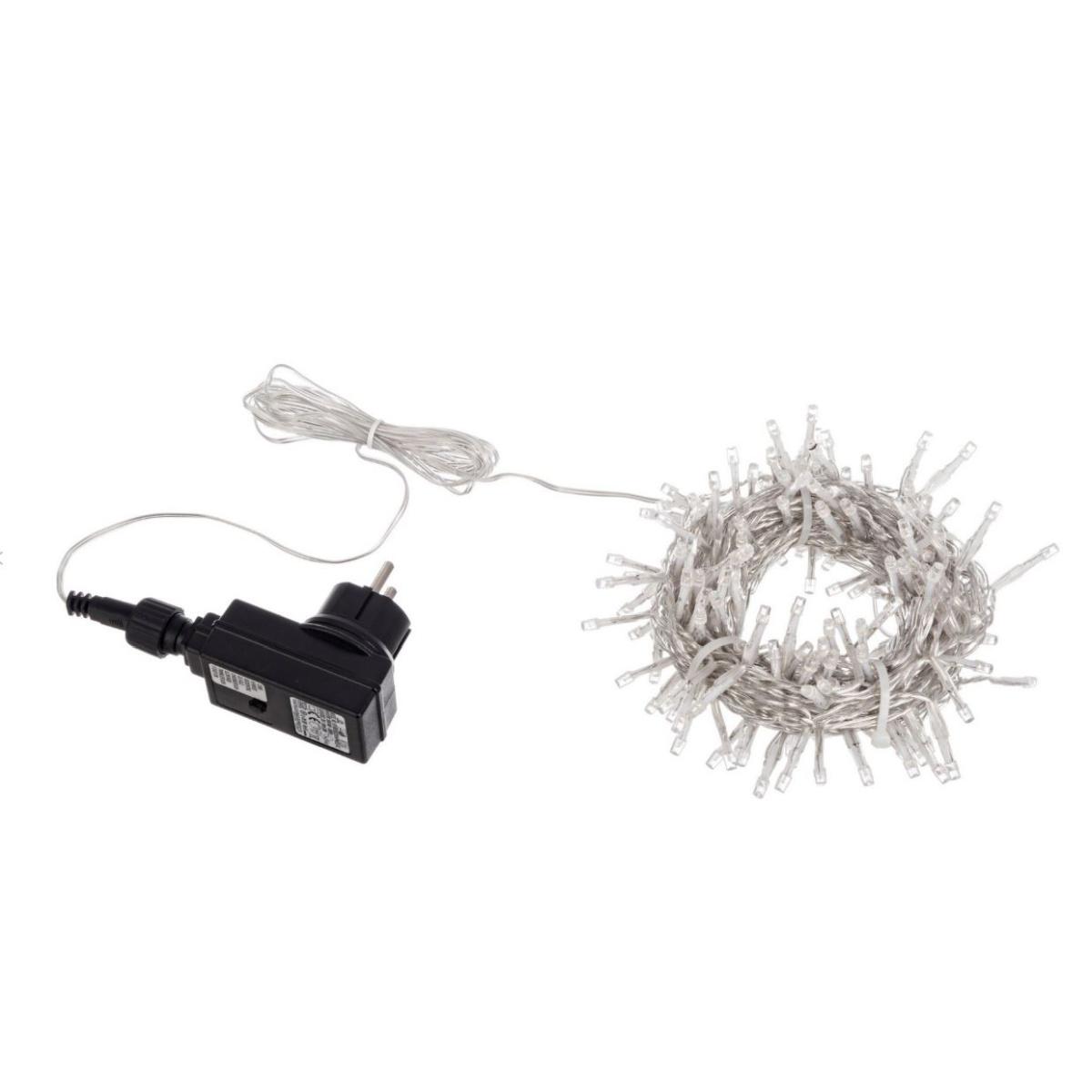 Luci Natale Esterno LED 300 Bianco Caldo con Giochi Cavo Trasparente |Bizzotto_778