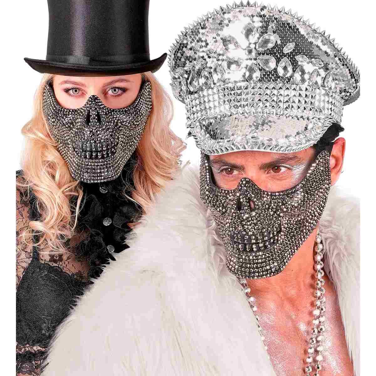 Maschera Viso PVC Horror Teschio con Strass |_933