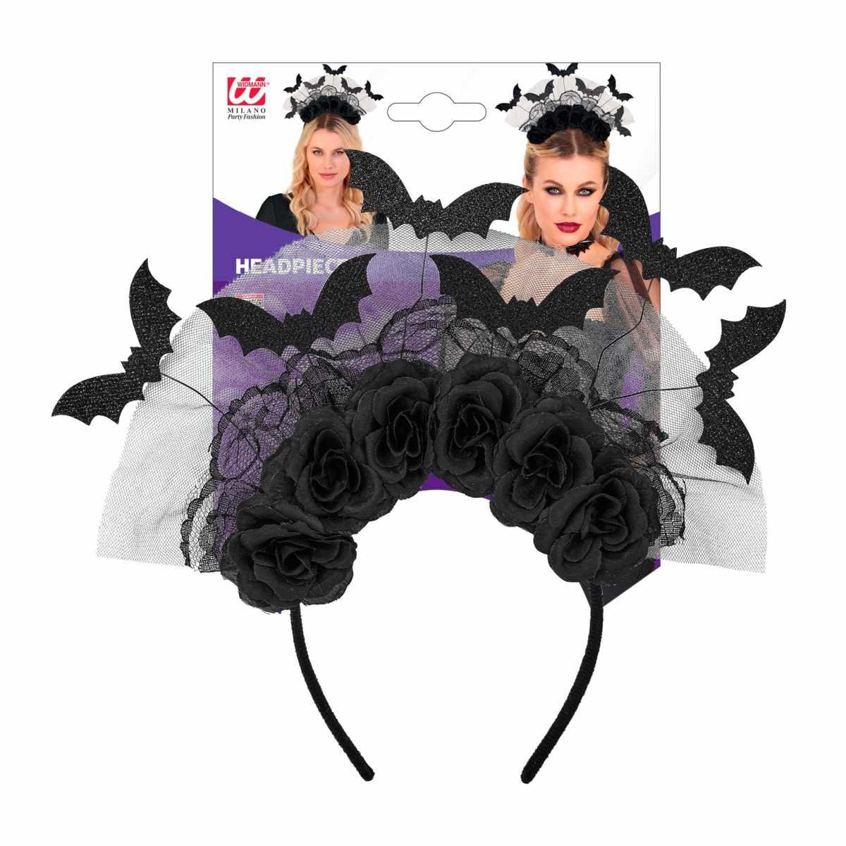 Cerchietto con Pipistrelli e Rose Nere |_130