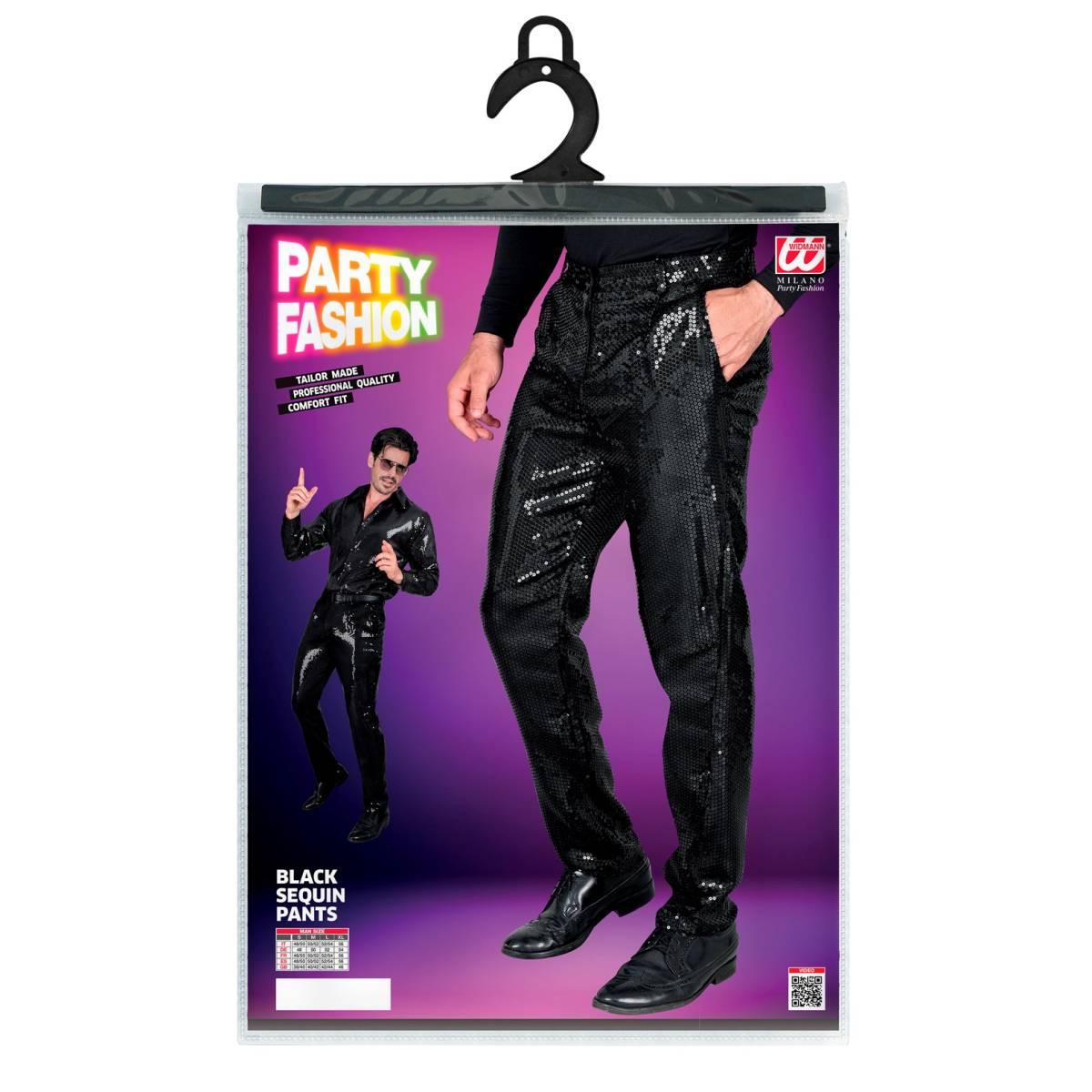 Pantaloni Anni Party Disco Nero con Paillettes |Uomo